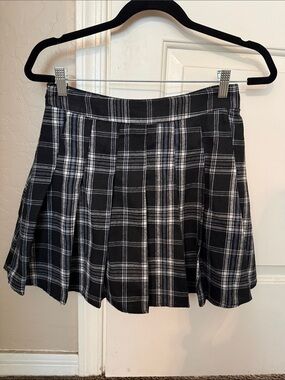 Black Plaid Pleated Mini Skirt - Timeless Schoolgirl Style